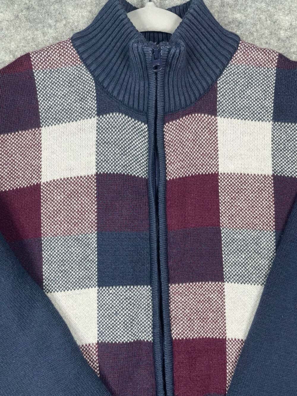 Janie And Jack Boys Plaid Jacquard Full Zip Sweater Size 8
